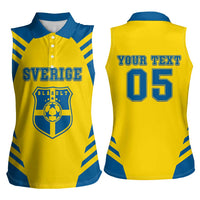 Custom Football 2026 Sweden Women Sleeveless Polo Shirt Sverige Blagult Sporty Style