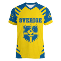 Custom Football 2026 Sweden Women V-Neck T-Shirt Sverige Blagult Sporty Style