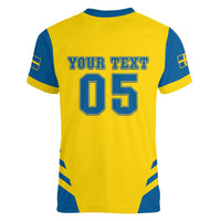 Custom Football 2026 Sweden Women V-Neck T-Shirt Sverige Blagult Sporty Style