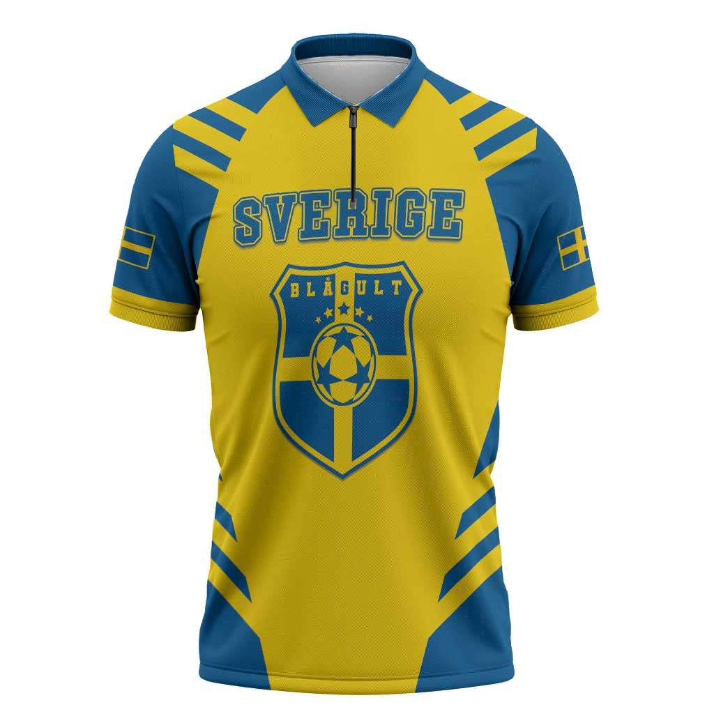 Custom Football 2026 Sweden Zipper Polo Shirt Sverige Blagult Sporty Style
