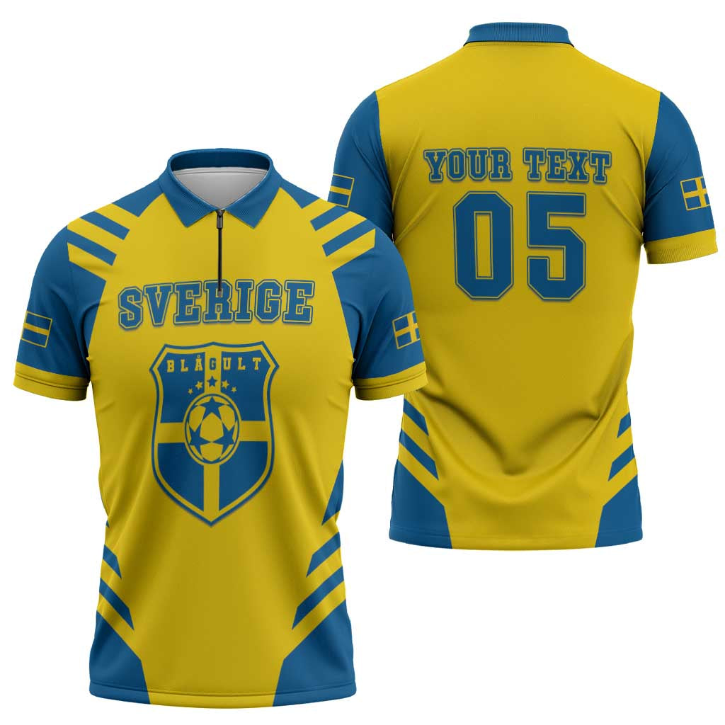 Custom Football 2026 Sweden Zipper Polo Shirt Sverige Blagult Sporty Style