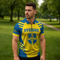 Custom Football 2026 Sweden Zipper Polo Shirt Sverige Blagult Sporty Style