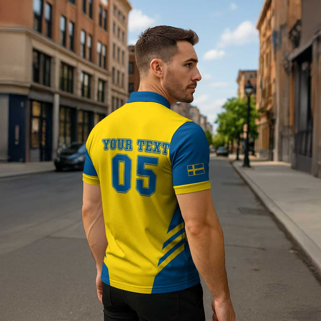 Custom Football 2026 Sweden Zipper Polo Shirt Sverige Blagult Sporty Style