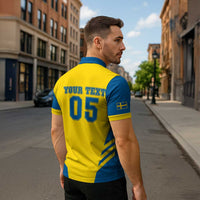 Custom Football 2026 Sweden Zipper Polo Shirt Sverige Blagult Sporty Style