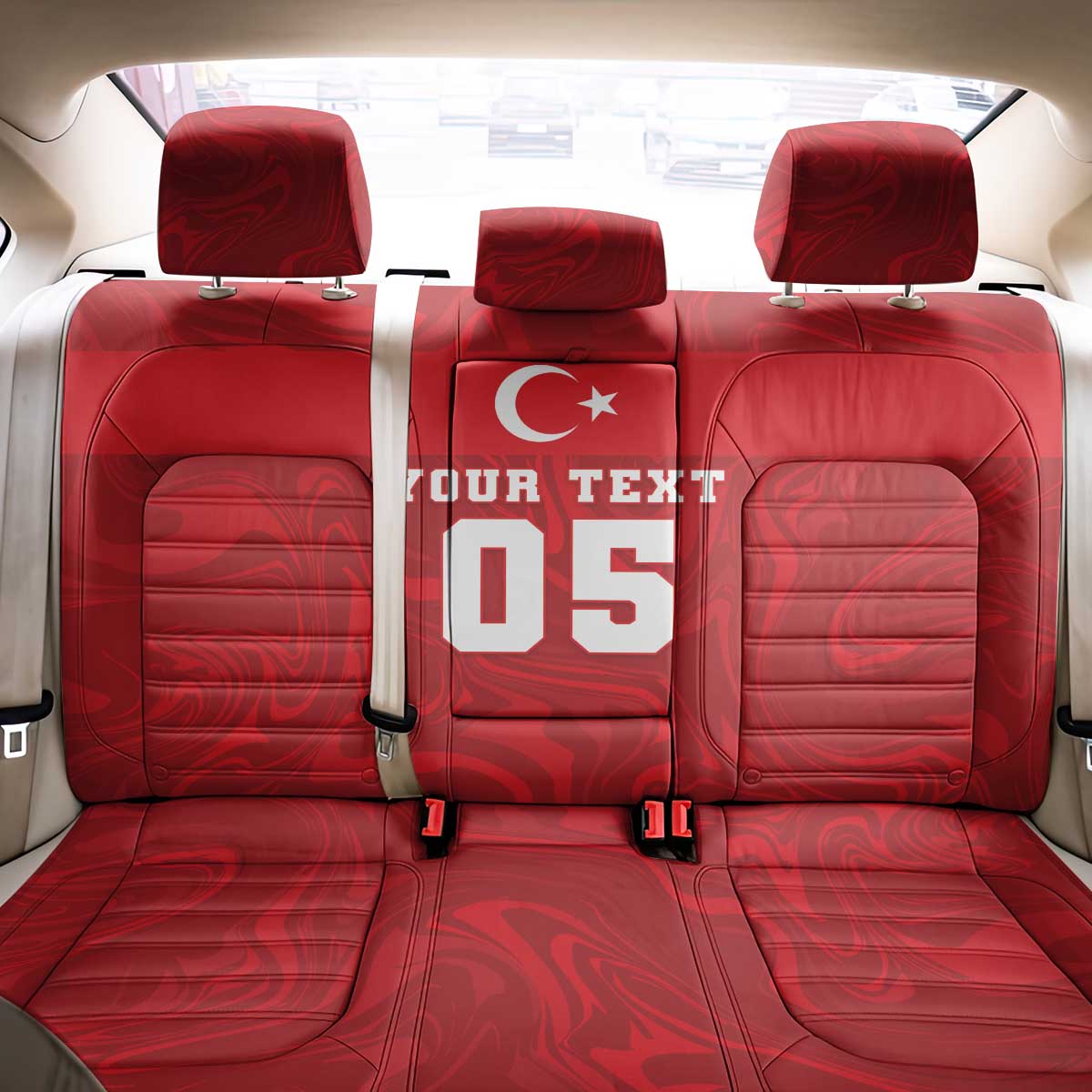 Custom Football 2026 Turkey Back Car Seat Cover Crescent-Stars Simple Style