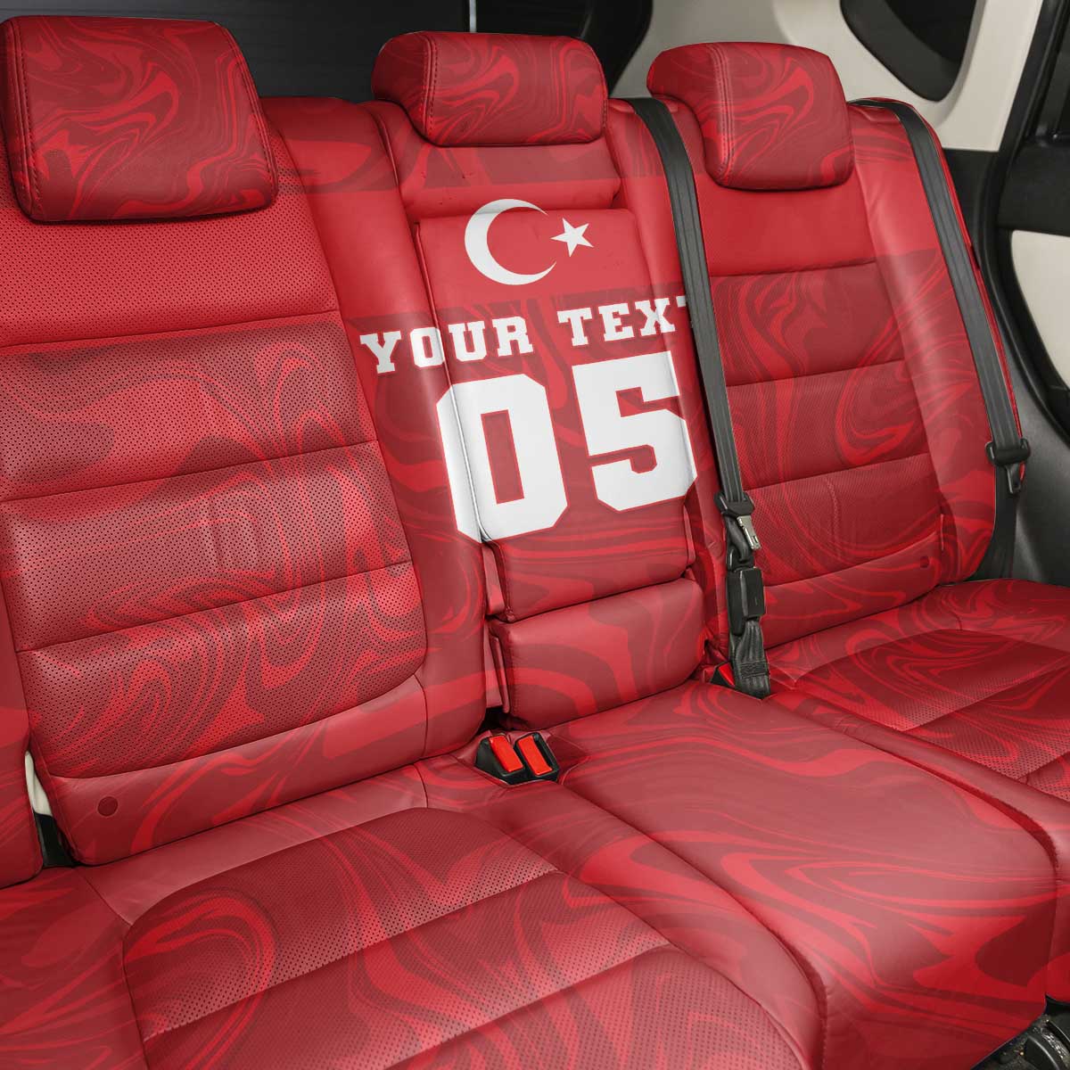 Custom Football 2026 Turkey Back Car Seat Cover Crescent-Stars Simple Style