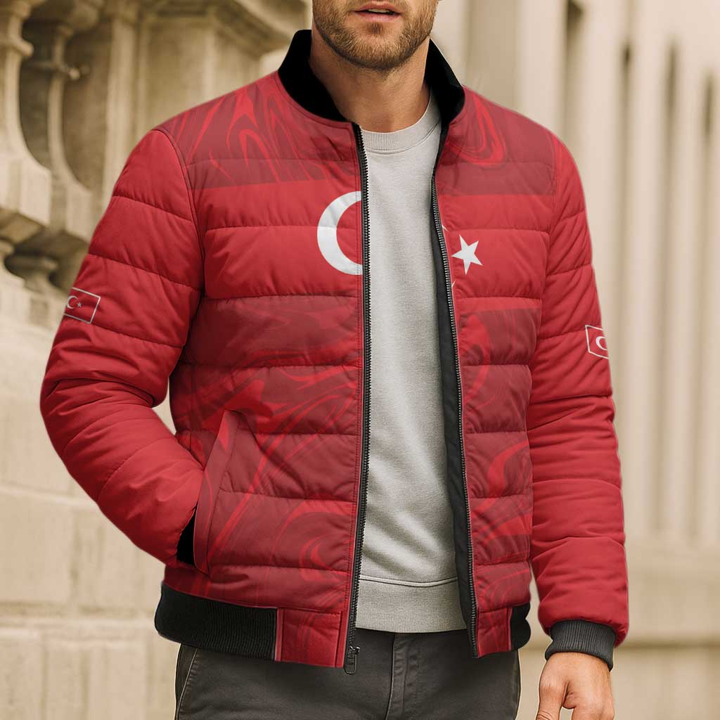 Custom Football 2026 Turkey Bomber Puffer Jacket Crescent-Stars Simple Style