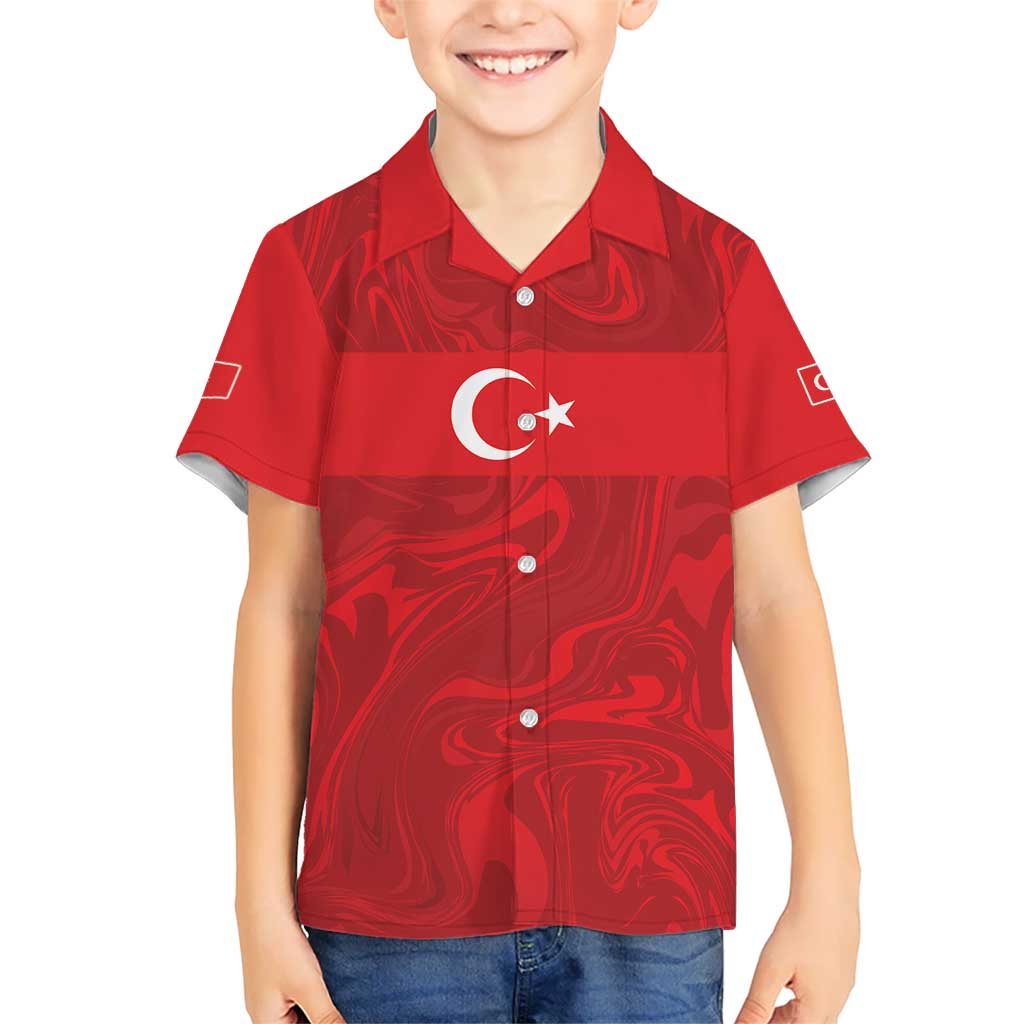 Custom Football 2026 Turkey Kid Hawaiian Shirt Crescent-Stars Simple Style