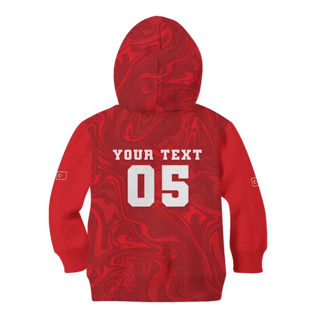 Custom Football 2026 Turkey Kid Hoodie Crescent-Stars Simple Style