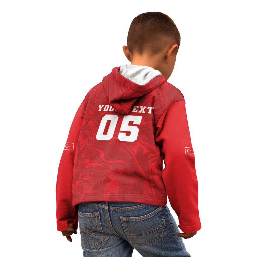 Custom Football 2026 Turkey Kid Hoodie Crescent-Stars Simple Style