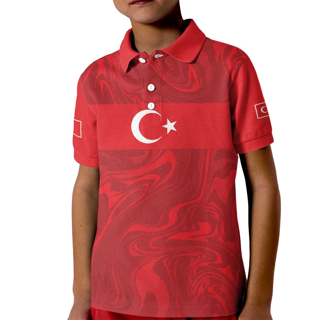 Custom Football 2026 Turkey Kid Polo Shirt Crescent-Stars Simple Style
