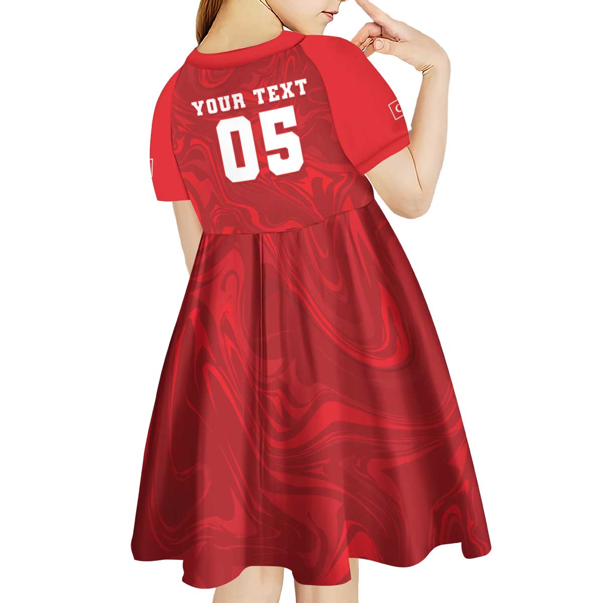 Custom Football 2026 Turkey Kid Short Sleeve Dress Crescent-Stars Simple Style