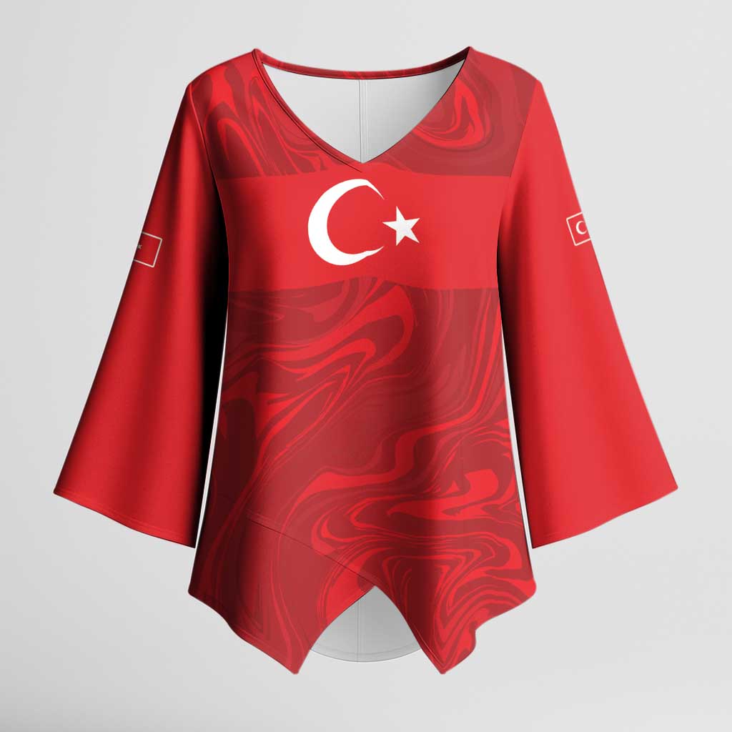Custom Football 2026 Turkey Kimono Sleeve Blouse Crescent-Stars Simple Style