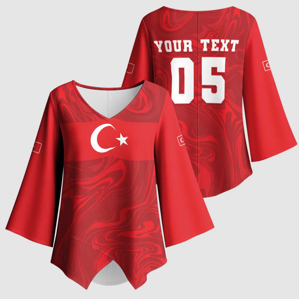 Custom Football 2026 Turkey Kimono Sleeve Blouse Crescent-Stars Simple Style