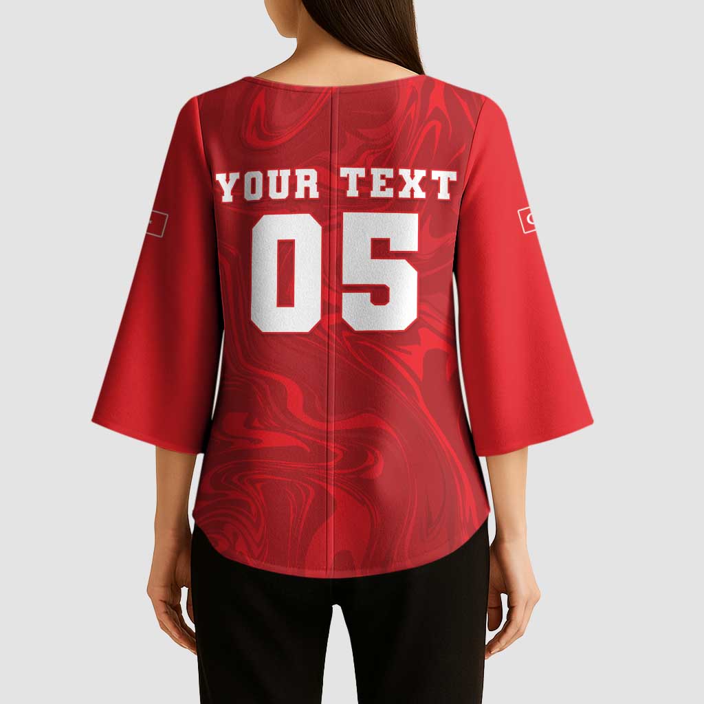 Custom Football 2026 Turkey Kimono Sleeve Blouse Crescent-Stars Simple Style