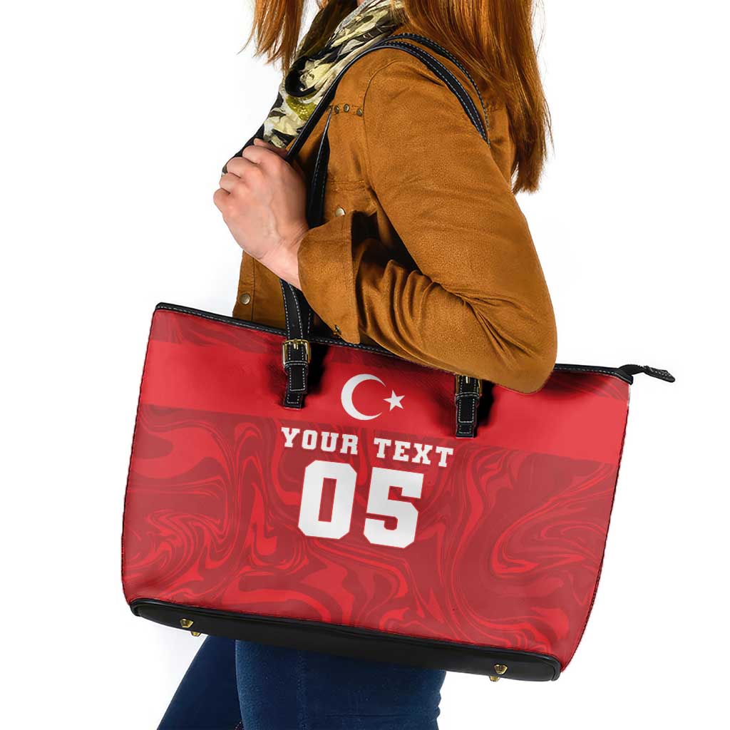 Custom Football 2026 Turkey Leather Tote Bag Crescent-Stars Simple Style