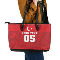 Custom Football 2026 Turkey Leather Tote Bag Crescent-Stars Simple Style