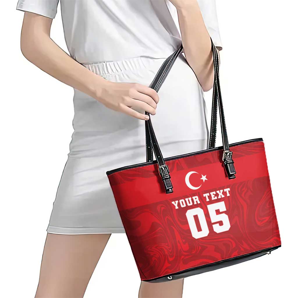 Custom Football 2026 Turkey Leather Tote Bag Crescent-Stars Simple Style