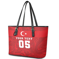 Custom Football 2026 Turkey Leather Tote Bag Crescent-Stars Simple Style