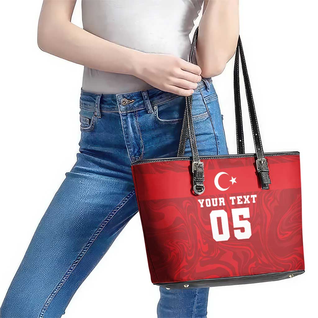 Custom Football 2026 Turkey Leather Tote Bag Crescent-Stars Simple Style