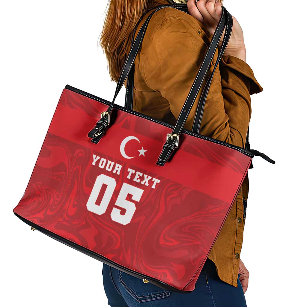 Custom Football 2026 Turkey Leather Tote Bag Crescent-Stars Simple Style