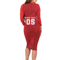 Custom Football 2026 Turkey Long Sleeve Bodycon Dress Crescent-Stars Simple Style
