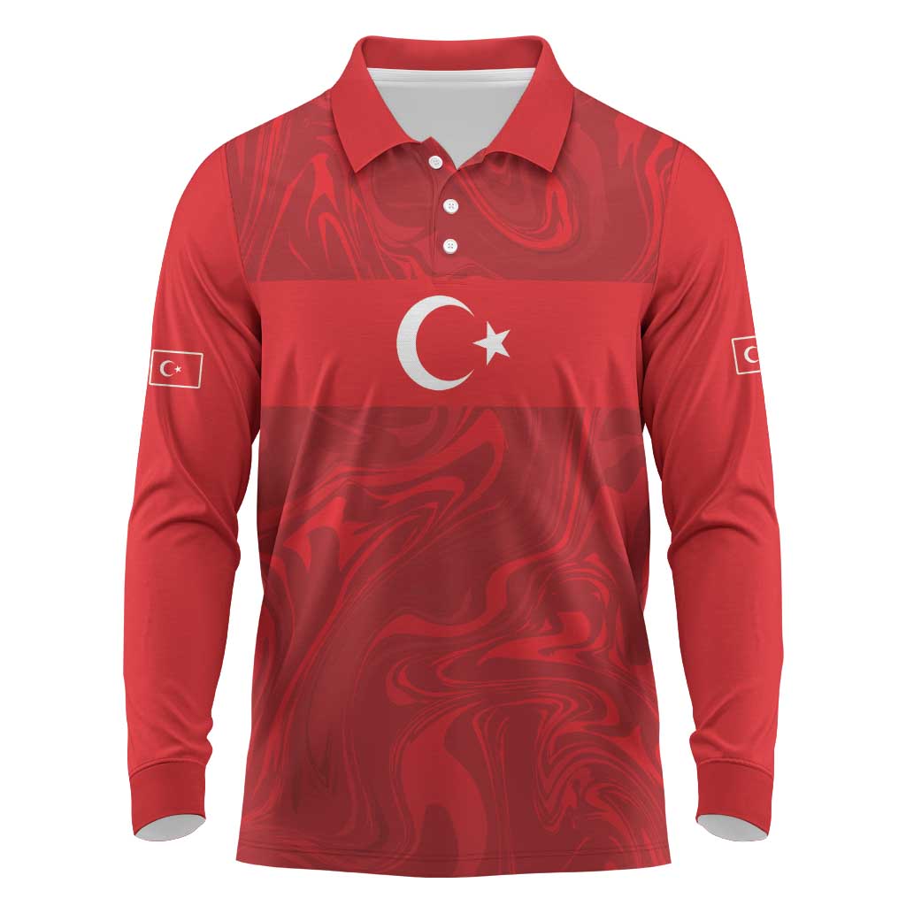 Custom Football 2026 Turkey Long Sleeve Polo Shirt Crescent-Stars Simple Style