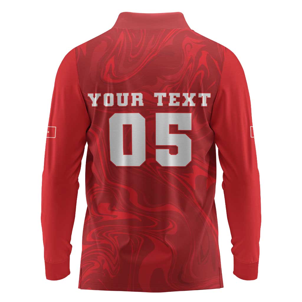 Custom Football 2026 Turkey Long Sleeve Polo Shirt Crescent-Stars Simple Style
