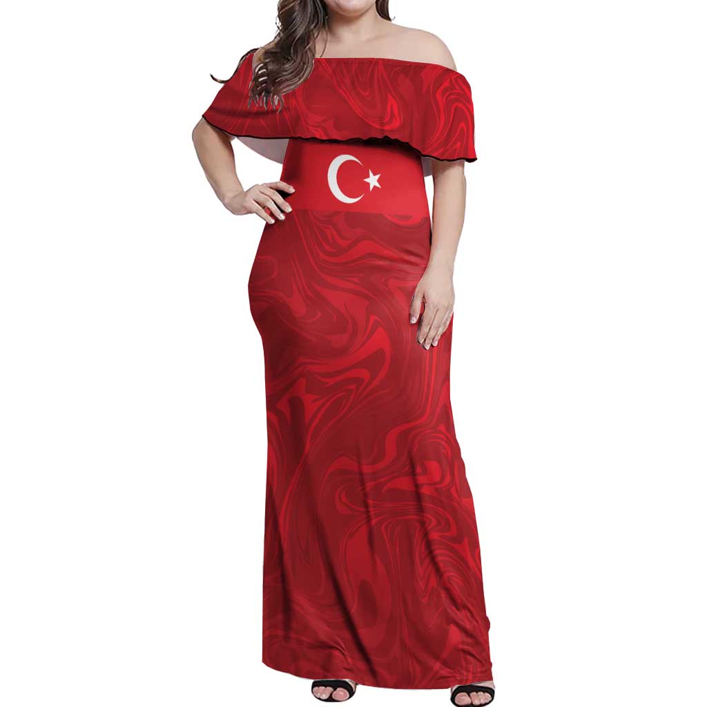 Custom Football 2026 Turkey Off Shoulder Maxi Dress Crescent-Stars Simple Style