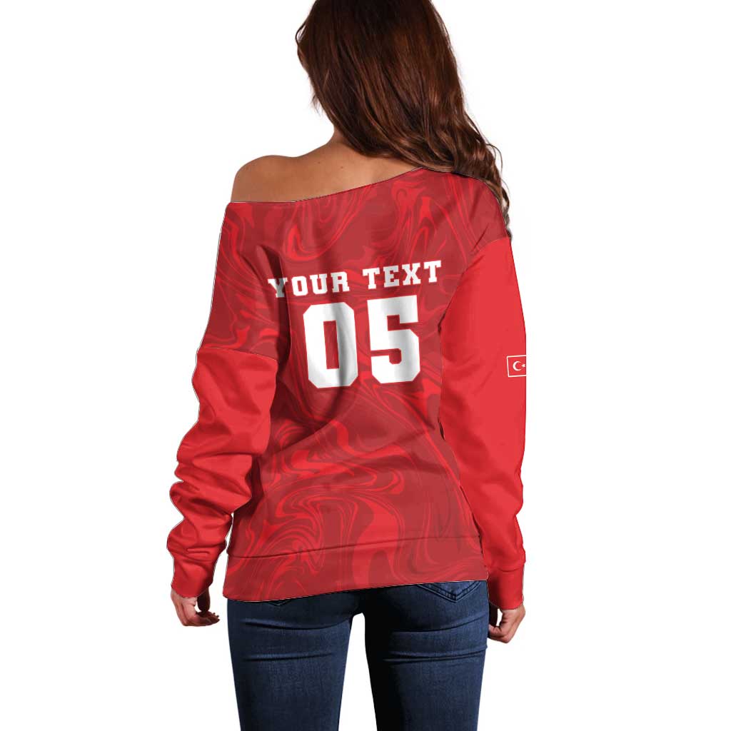 Custom Football 2026 Turkey Off Shoulder Sweater Crescent-Stars Simple Style