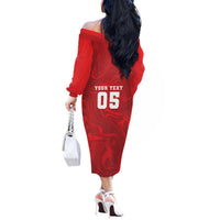 Custom Football 2026 Turkey Off The Shoulder Long Sleeve Dress Crescent-Stars Simple Style