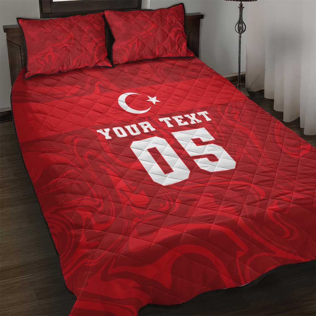 Custom Football 2026 Turkey Quilt Bed Set Crescent-Stars Simple Style