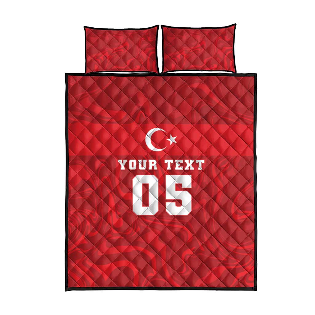Custom Football 2026 Turkey Quilt Bed Set Crescent-Stars Simple Style
