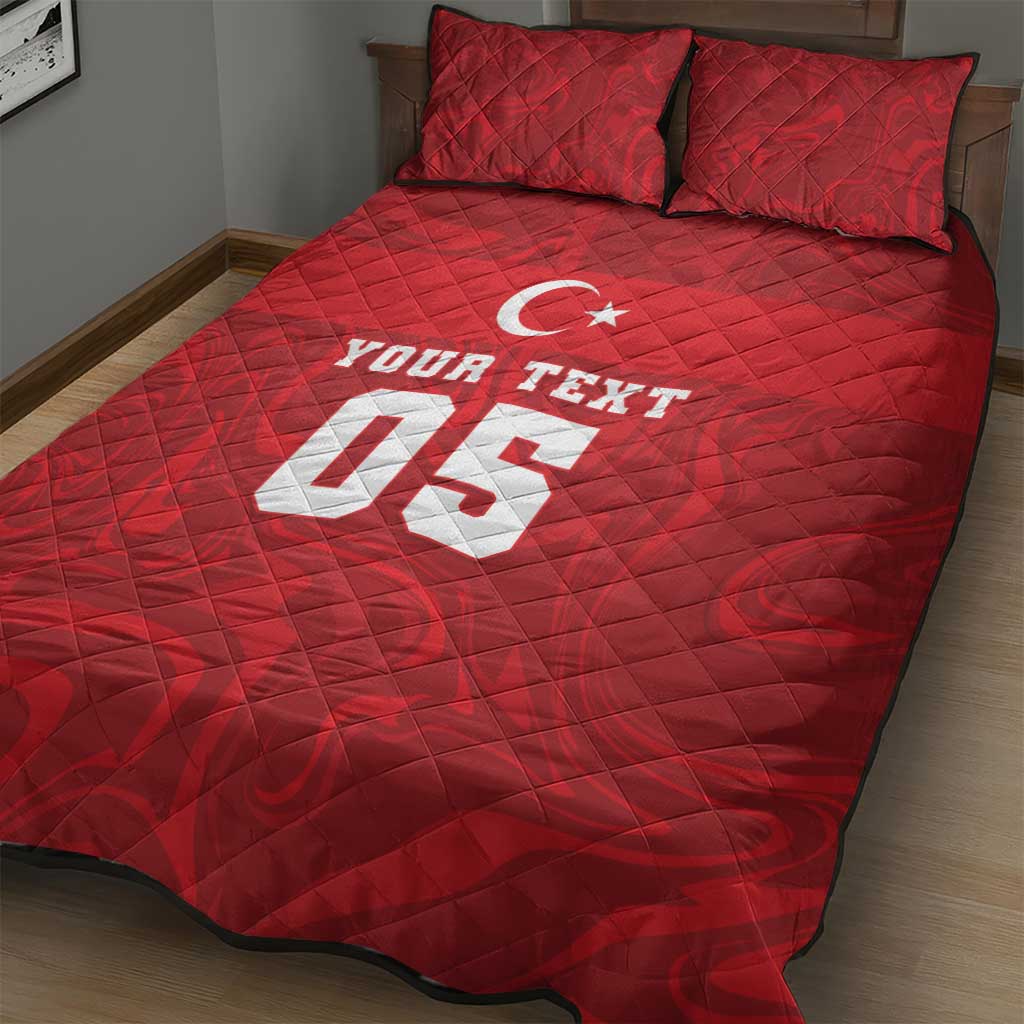 Custom Football 2026 Turkey Quilt Bed Set Crescent-Stars Simple Style