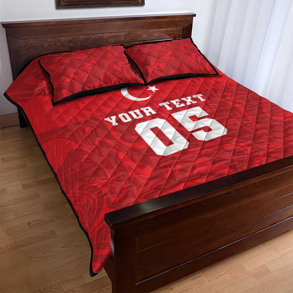 Custom Football 2026 Turkey Quilt Bed Set Crescent-Stars Simple Style