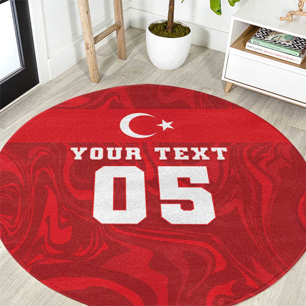 Custom Football 2026 Turkey Round Carpet Crescent-Stars Simple Style