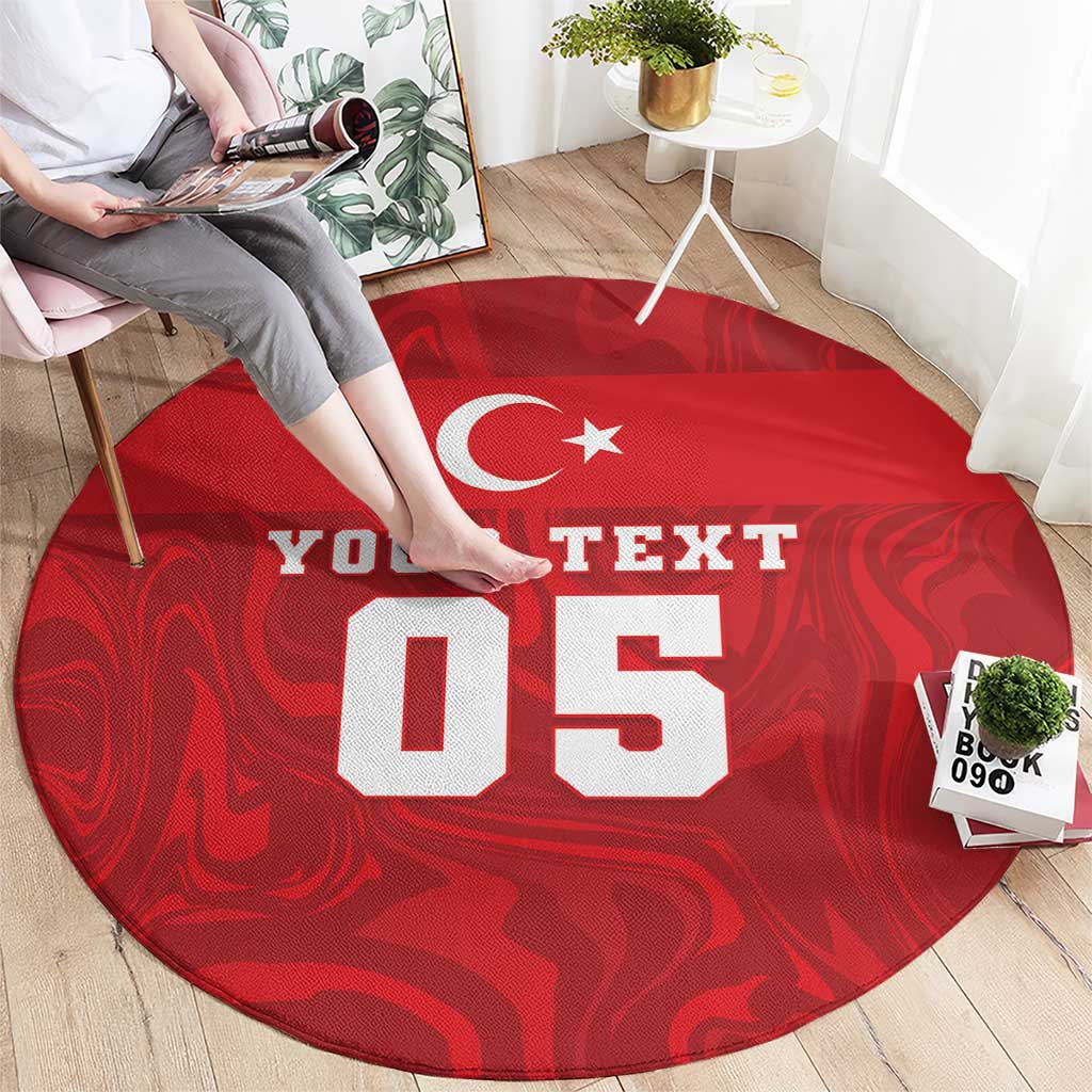 Custom Football 2026 Turkey Round Carpet Crescent-Stars Simple Style
