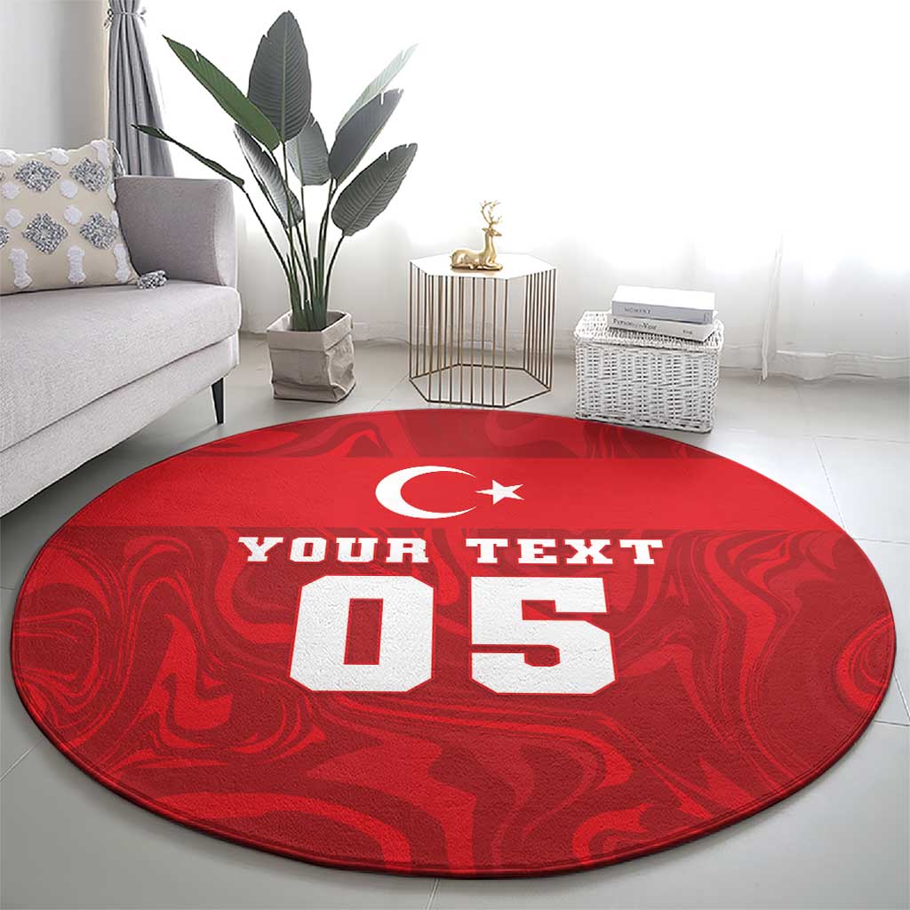 Custom Football 2026 Turkey Round Carpet Crescent-Stars Simple Style
