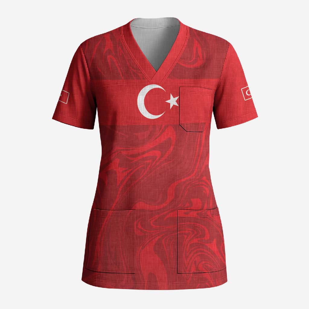 Custom Football 2026 Turkey Scrub Top Crescent-Stars Simple Style