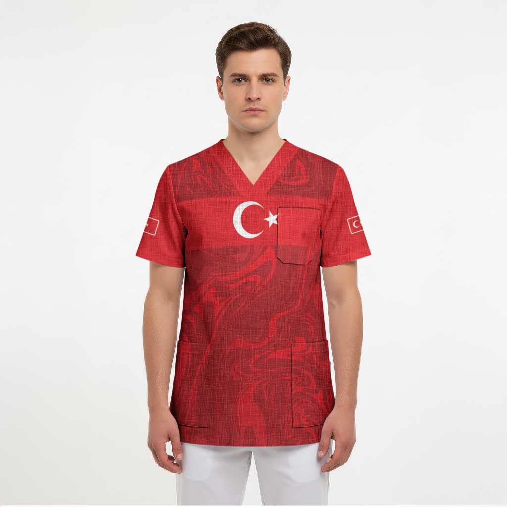 Custom Football 2026 Turkey Scrub Top Crescent-Stars Simple Style