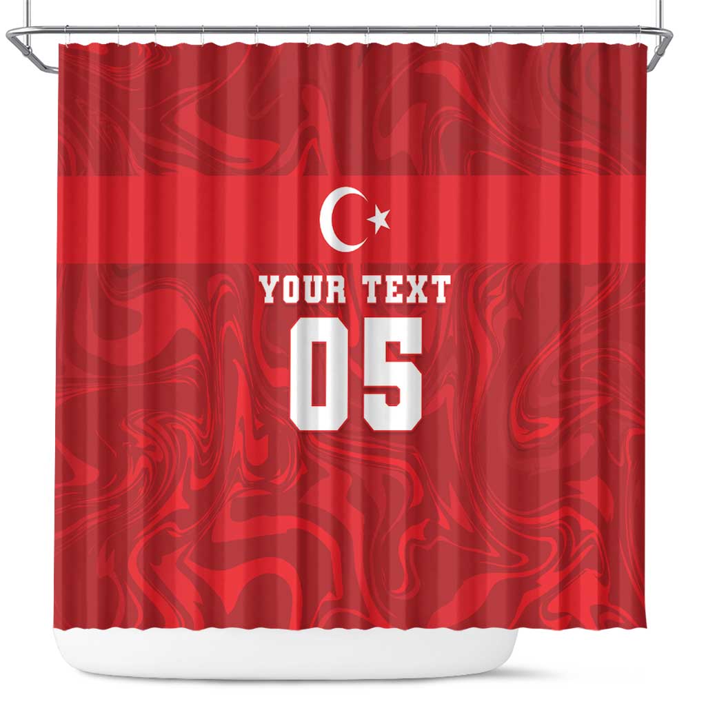 Custom Football 2026 Turkey Shower Curtain Crescent-Stars Simple Style