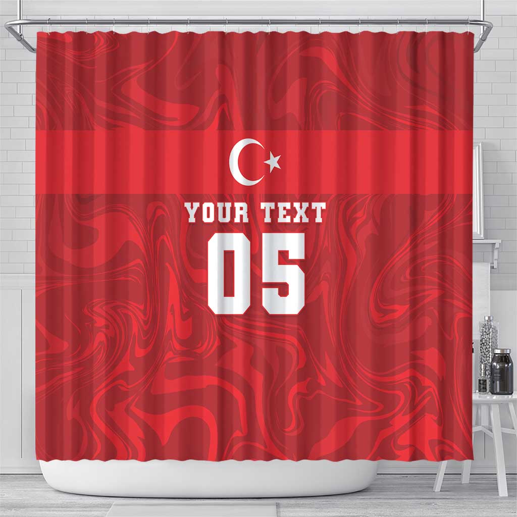 Custom Football 2026 Turkey Shower Curtain Crescent-Stars Simple Style