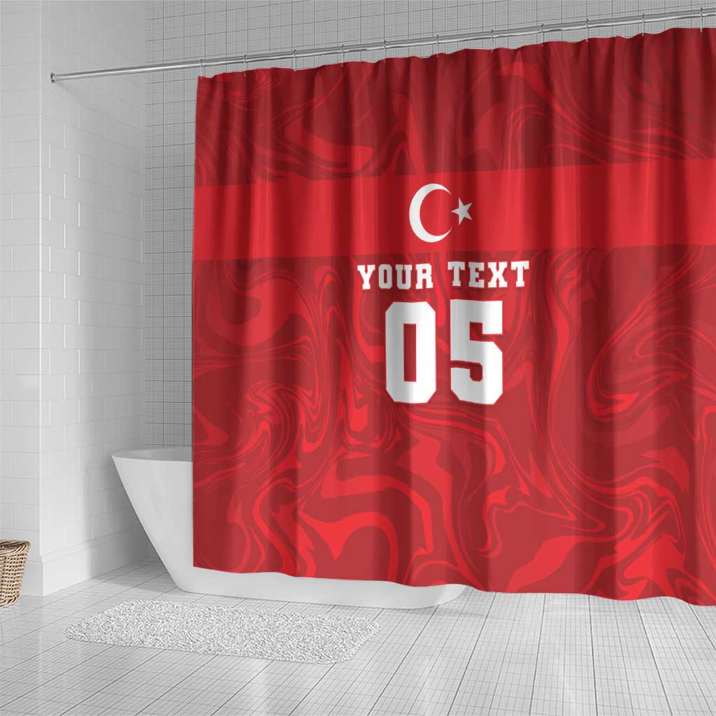 Custom Football 2026 Turkey Shower Curtain Crescent-Stars Simple Style