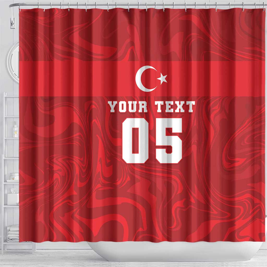 Custom Football 2026 Turkey Shower Curtain Crescent-Stars Simple Style