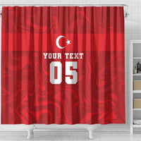 Custom Football 2026 Turkey Shower Curtain Crescent-Stars Simple Style