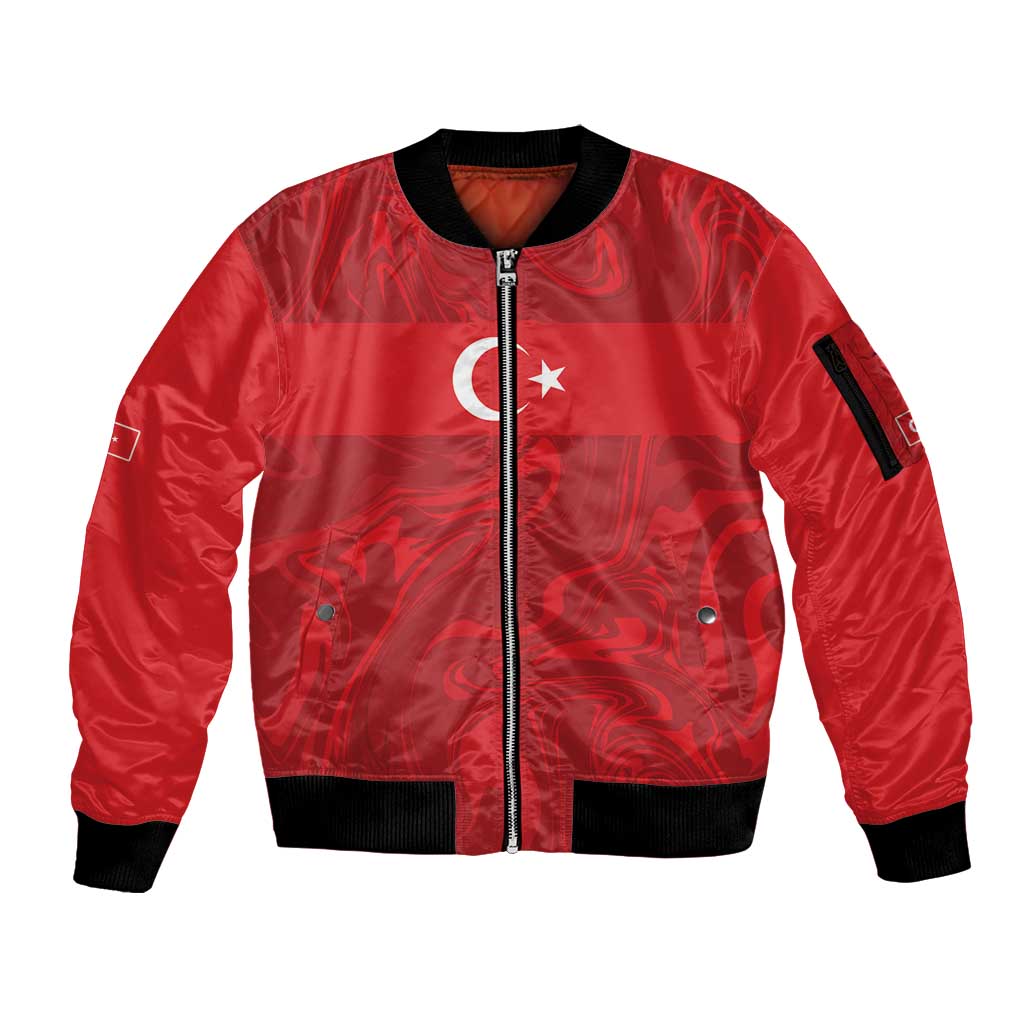 Custom Football 2026 Turkey Sleeve Zip Bomber Jacket Crescent-Stars Simple Style