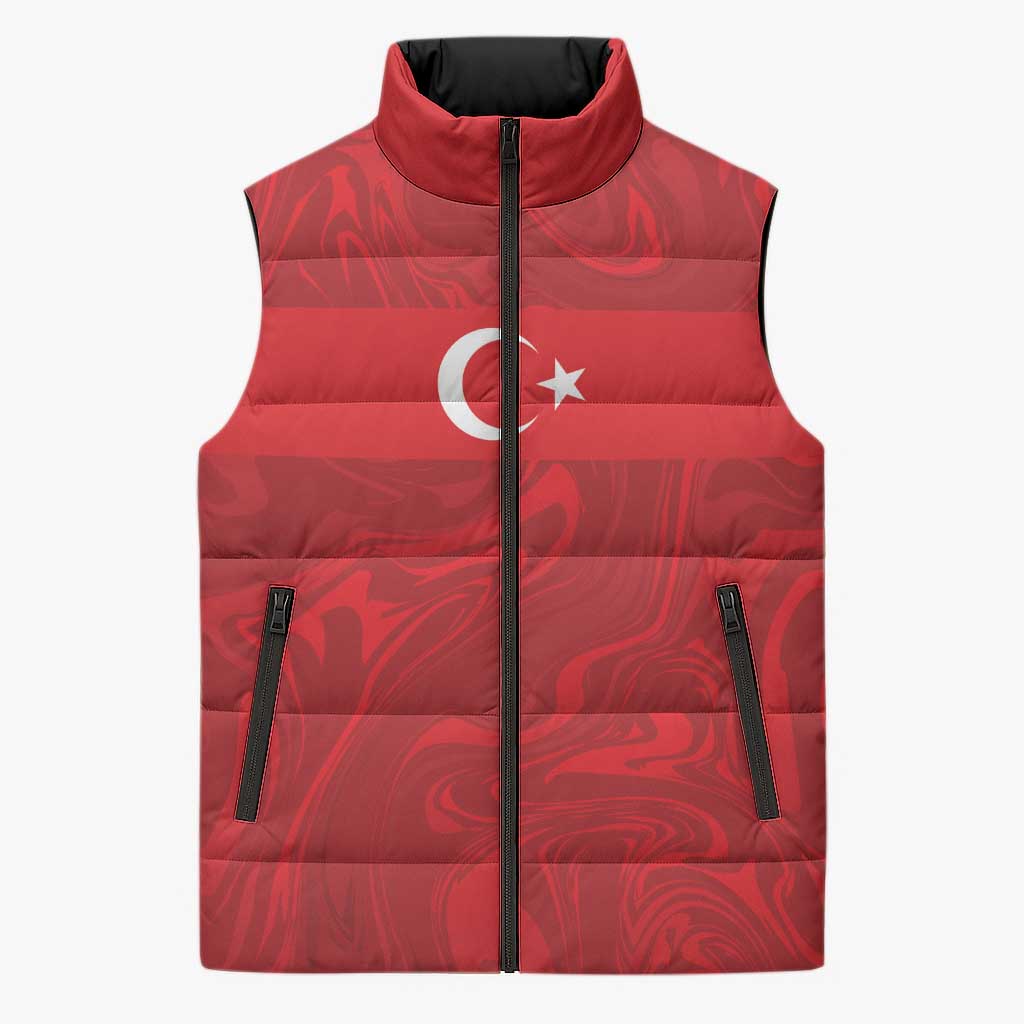 Custom Football 2026 Turkey Sleeveless Puffer Jacket Crescent-Stars Simple Style