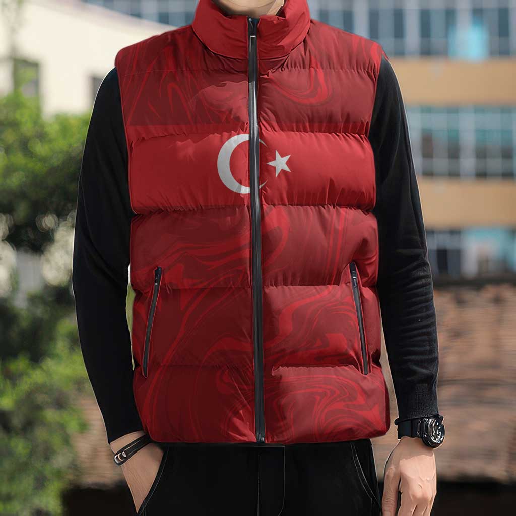 Custom Football 2026 Turkey Sleeveless Puffer Jacket Crescent-Stars Simple Style