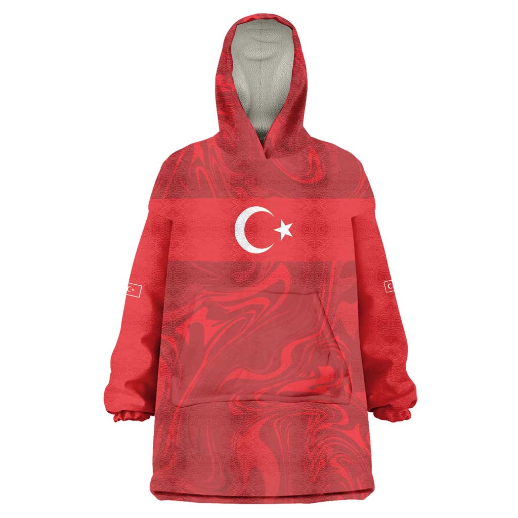 Custom Football 2026 Turkey Wearable Blanket Hoodie Crescent-Stars Simple Style