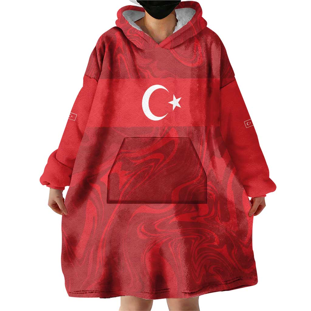 Custom Football 2026 Turkey Wearable Blanket Hoodie Crescent-Stars Simple Style